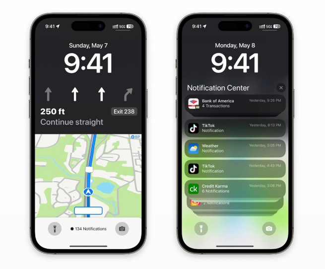江阳苹果维修服务分享iOS17锁屏地图导航半屏显示长什么样 